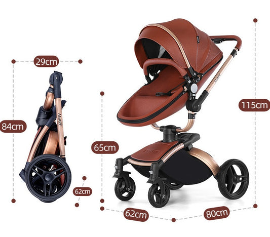 High Landscape Baby Stroller 3-in-1 | 360° Rotating Seat Foldable Travel Pram with Basket