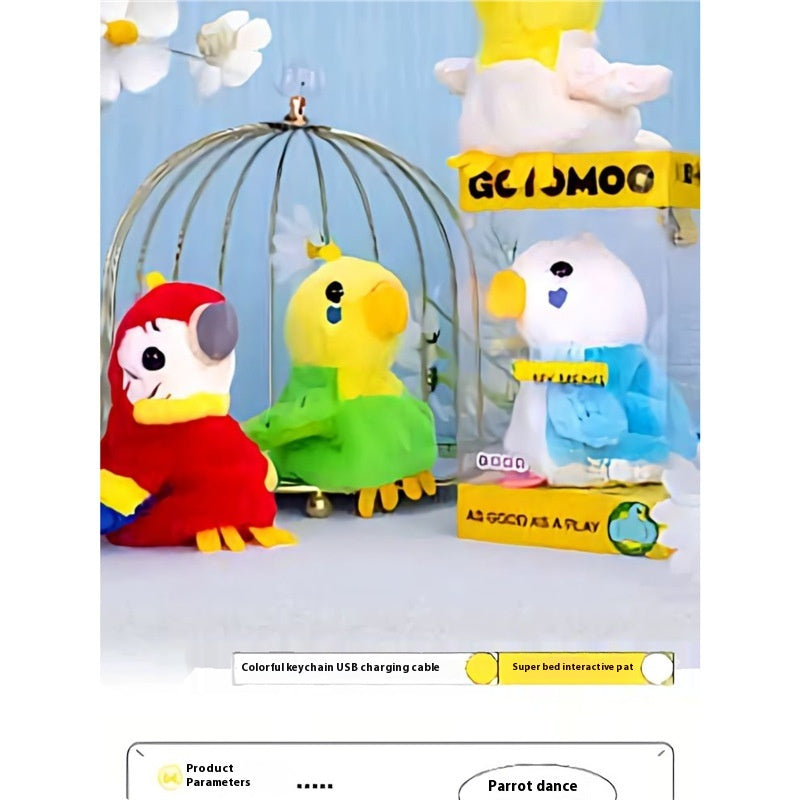 Interactive Talking & Dancing Parrot Keychain | Rechargeable Bird Sound Toy Pendant