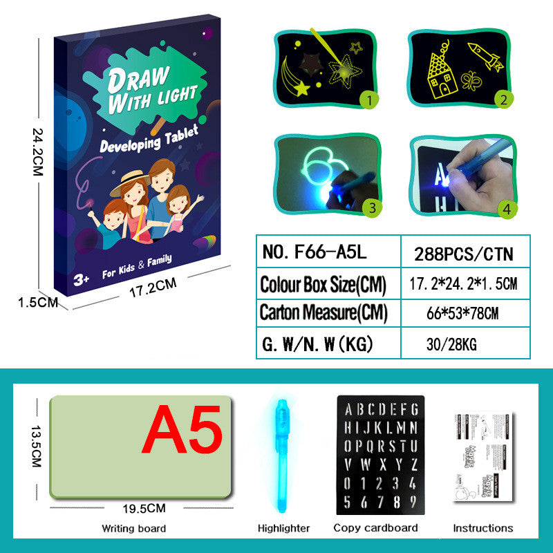 3D Magic Light Educational Drawing Pad | Kids Light-Up Sketchboard with 8 Light Effects