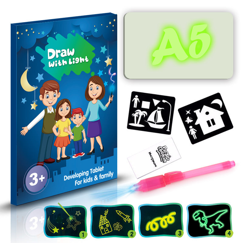 3D Magic Light Educational Drawing Pad | Kids Light-Up Sketchboard with 8 Light Effects