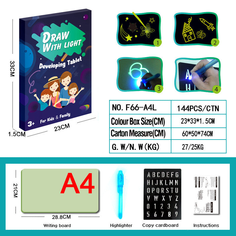 3D Magic Light Educational Drawing Pad | Kids Light-Up Sketchboard with 8 Light Effects