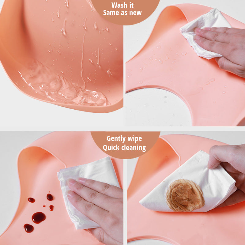 Waterproof Silicone Baby Bib with Food Catcher | Soft Adjustable Baby Feeding Bib for Infants & Toddlers