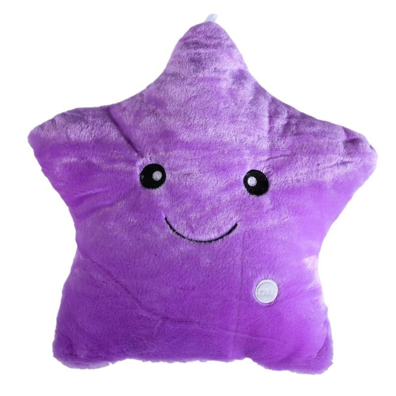 34 cm Luminous Star Plush Pillow | LED Glow Star Cushion – Soft Night Light Cushion for Kids & Girls