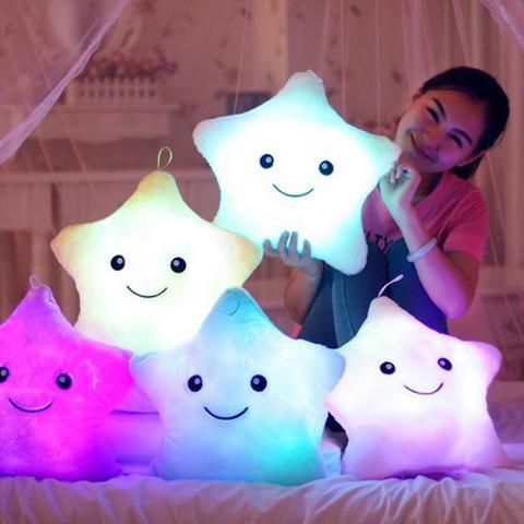 34 cm Luminous Star Plush Pillow | LED Glow Star Cushion – Soft Night Light Cushion for Kids & Girls
