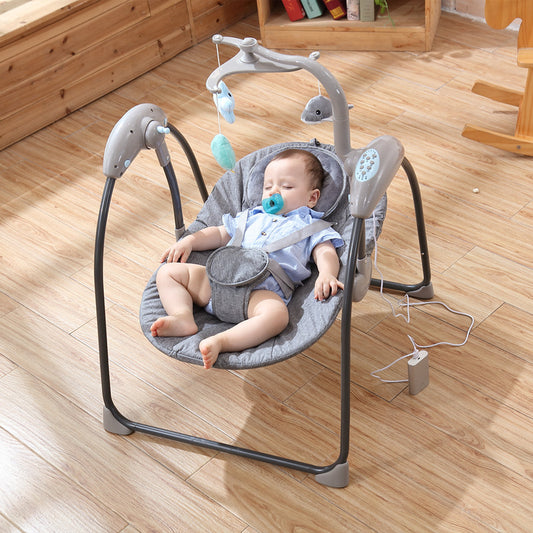 Electric Baby Swing Chair with LED Touch Screen & Bluetooth Remote | Smart Soothing Rocker for Newborns & Infants
