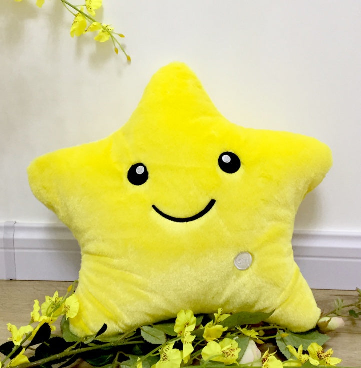 34 cm Luminous Star Plush Pillow | LED Glow Star Cushion – Soft Night Light Cushion for Kids & Girls