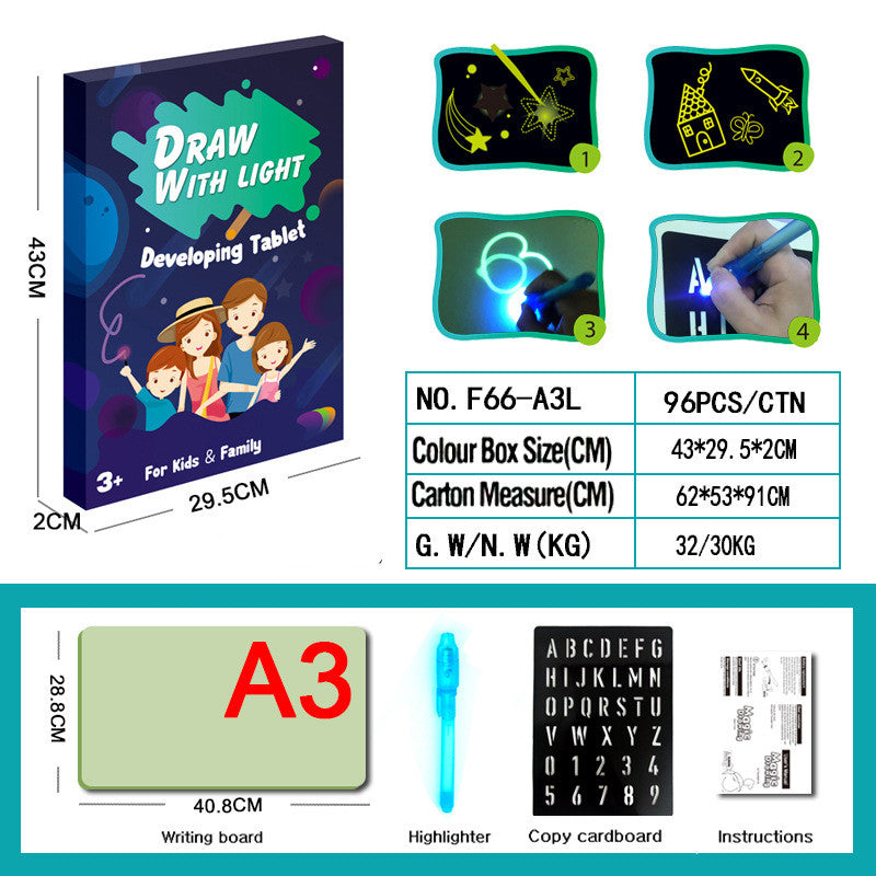 3D Magic Light Educational Drawing Pad | Kids Light-Up Sketchboard with 8 Light Effects