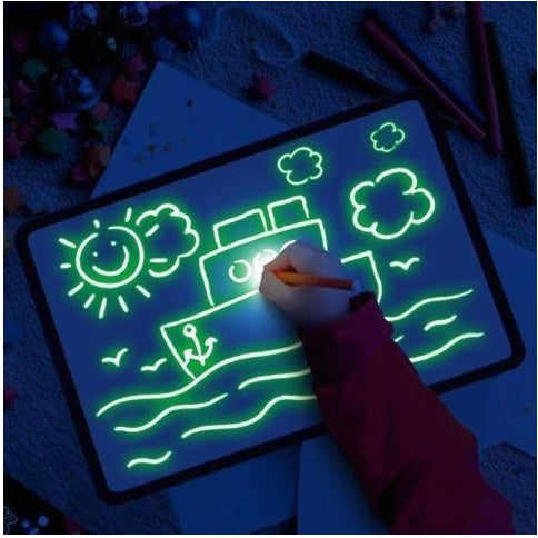 3D Magic Light Educational Drawing Pad | Kids Light-Up Sketchboard with 8 Light Effects