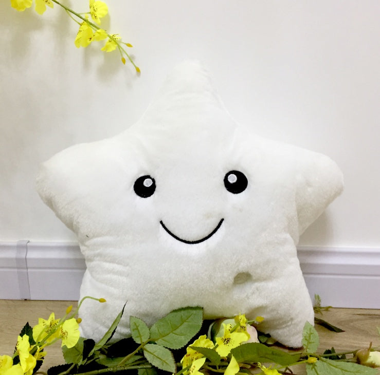 34 cm Luminous Star Plush Pillow | LED Glow Star Cushion – Soft Night Light Cushion for Kids & Girls