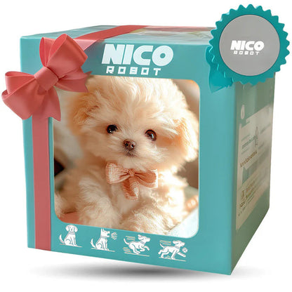 Robot puppy short plush doll in blue Milton Myrobot gift box packaging