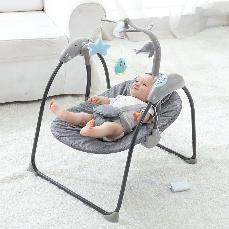 Electric Baby Swing Chair with LED Touch Screen & Bluetooth Remote | Smart Soothing Rocker for Newborns & Infants