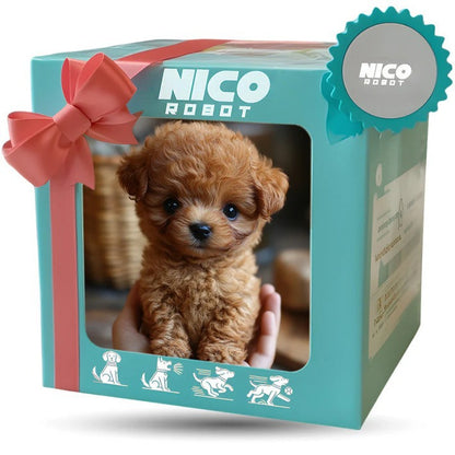 Fluffy interactive robot dog back view showing soft plush material