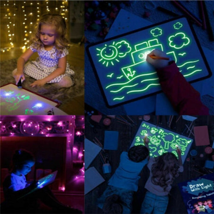 3D Magic Light Educational Drawing Pad | Kids Light-Up Sketchboard with 8 Light Effects