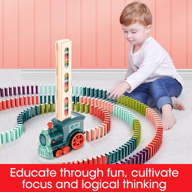 Electric Domino Train Toy Set | Automatic Building Blocks & Puzzle Train for Kids – Educational STEM Fun